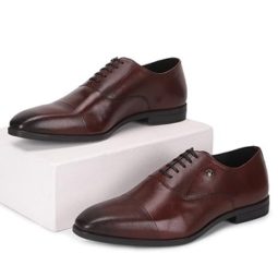 Louis Philippe Men Formal Dark Brown Leather Oxford